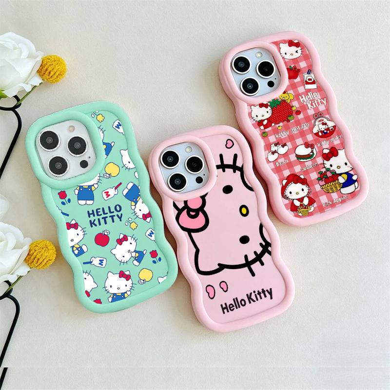 Pink Hello Kitty Phone Case For Iphone 17 Pro Max 17 Air 16 15 14 13 12 11 Pro Max 16e 16 Plus 7 8 SE XR Sanrio Candy Wave Cover