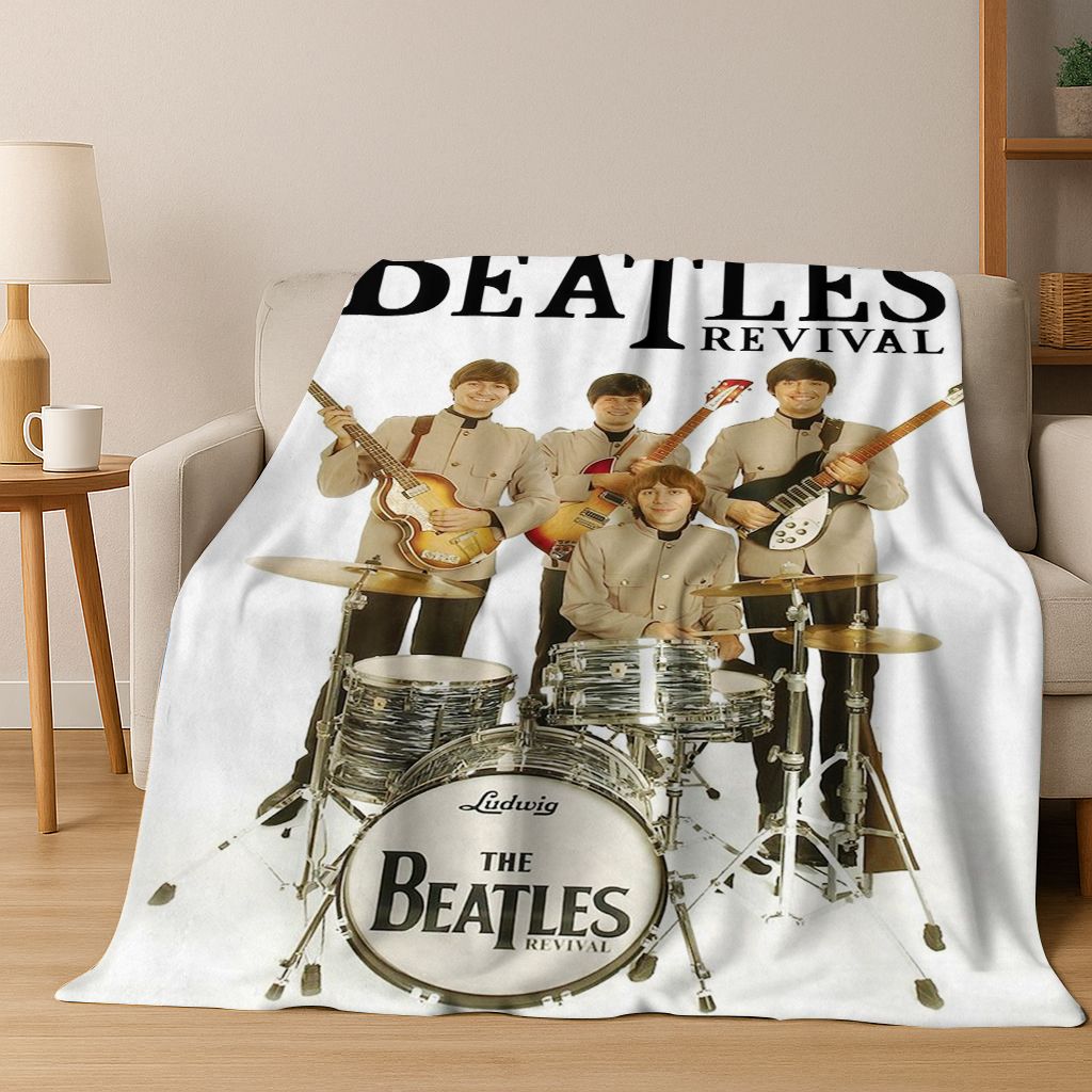 3D B-Beatles Rockband Stjärna Flanellfilt Mjuk Varm Pläd för Säng Sovrum Rum Vardagsrum Resa Camping Picknick Gåva