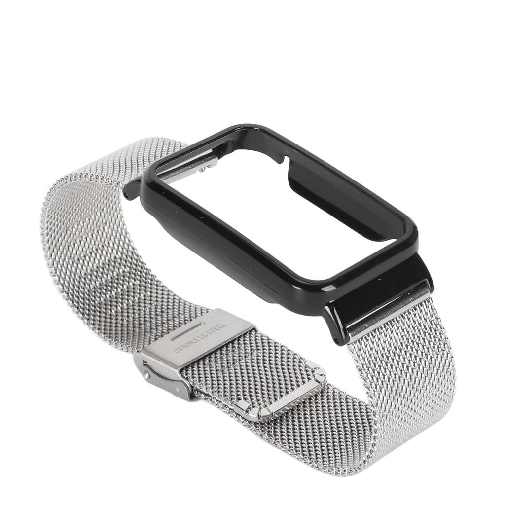 Edelstahl-Netzarmband mit schwarzem Stoßfängergehäuse Ersatzzubehör Passend für Band 7 Pro