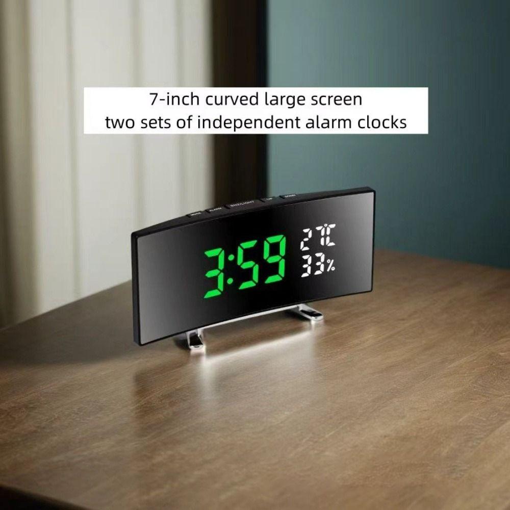 Curved Screen Desk Clock Large Table Clock Modern LED Digital Clock  Home Decor
