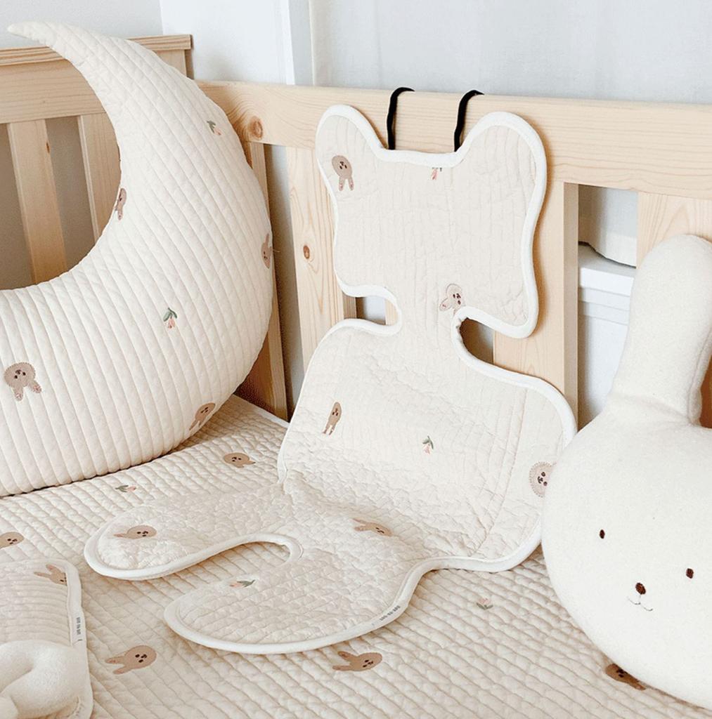 Soft Baby Stroller Seat Cushion Breathable Pure Cotton Infant Car Seat Head Neck Body Support Thin