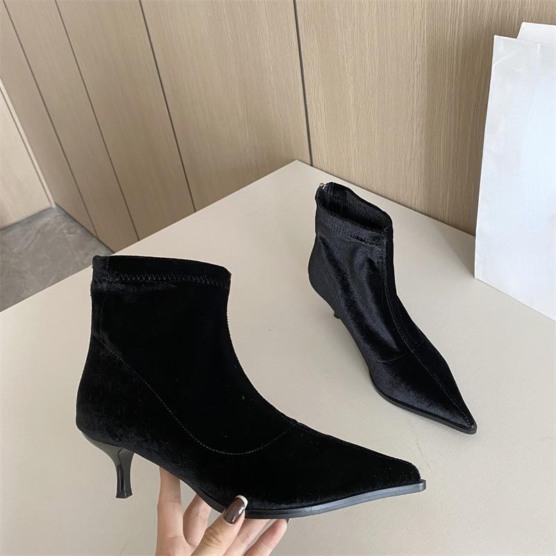 

Модные классические женские ботильоны с острым носком на тонком высоком каблуке, с молнией сзади, для вечернего платья, для офиса, женские туфли, размер 35-40 40