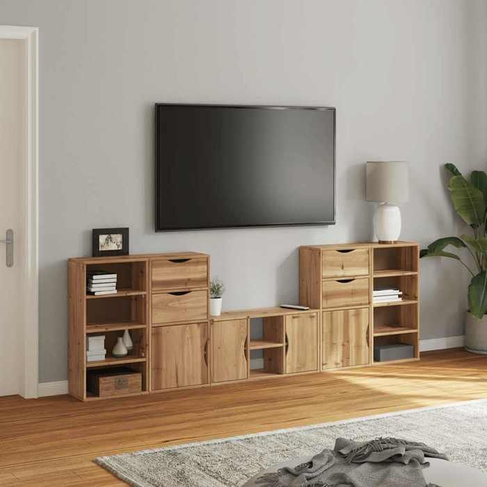 VidaXL Meubles TV 5 pcs avec rangement ODDA bois de pin massif, meuble TV, banc TV, meuble hifi, support TV, buffet TV, 3365368