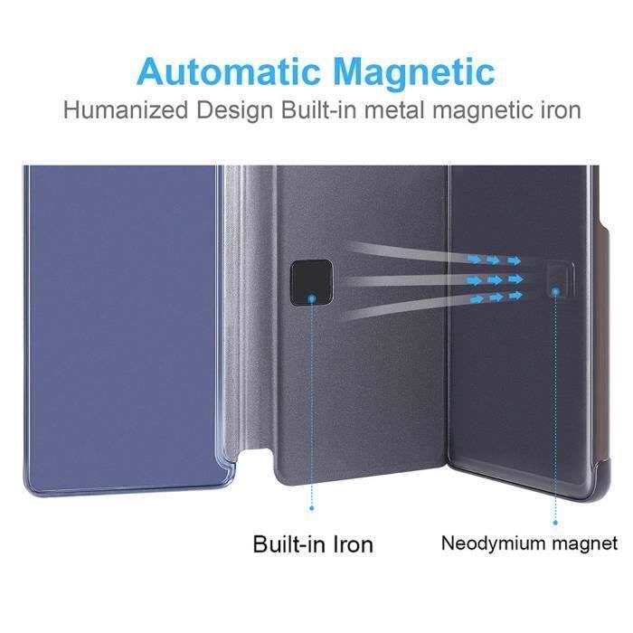 Coque - Xiaomi - Redmi Note 8 - Etui à Rabat Miroir - Antichoc - Fonction Stand