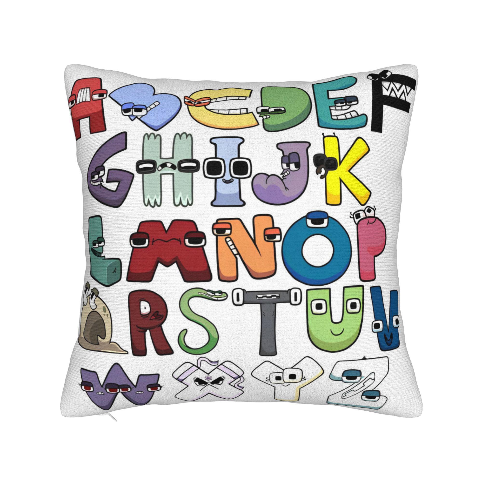 

Printing Alphabets English Cartoon Lores Pillowcase Polyester Cushion Cover Decorations Villain Letters Pillow Case Cover Home 12x12Inch