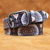 Real Cowhide Retro Owl Eyes Graffiti Printed Belt Personalized Retro Belt American Japanese and Korean Style