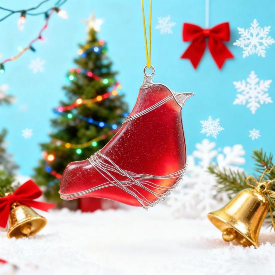 2D Acryl Vogel Ornament Seeglas Stil Vogel Hängeornament Roter Vogel Blaumeise Kolibri Dekoration für Weihnachtsbaum Feiertags-Erinnerungsstück