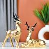 Zestaw 2 żywicznych rzeźb jeleni Hiran do dekoracji domu i biura inspirowanych naturą, idealny dla miłośników przyrody, doskonały dla przyjaciół i rodziny (Złoto)