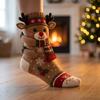Winter Seasonal Room Ornament 3D Hugging Christmas Stockings for Fireplace Decorations, Large Knit Holiday Gift Decorative Hanging Pendant