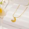 Crescent Moon Zirconia Necklace Titanium Steel Claw Setting Pendant Trendy Geometric Jewelry Stylish Choker Gift Vacation Daily