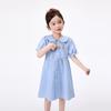 Xiao Yin Man Girls' Plaid Bunny Embroidered A-Line Dress