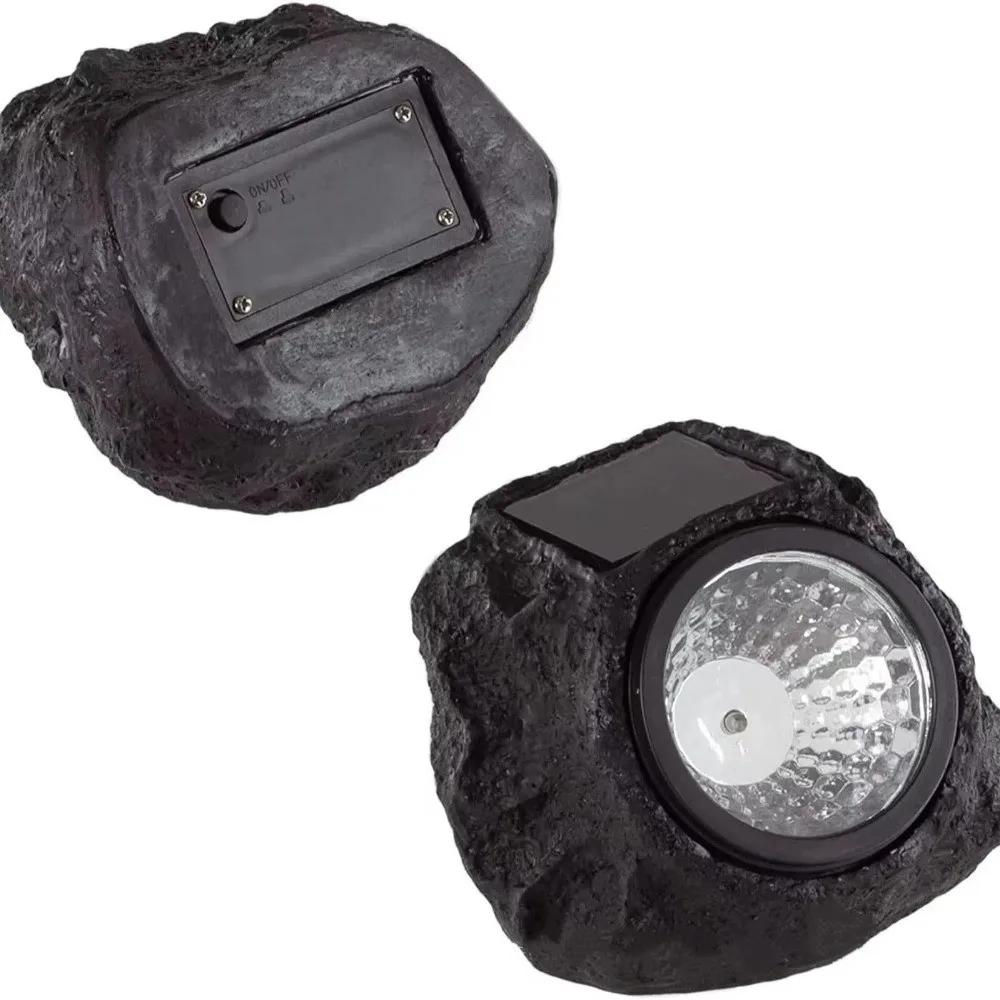 

Solar Powered Simulated Rock Lights: Resin Stone Landscape Garden Lawn Decoration Lamps чорний