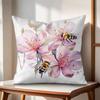 Watercolor beeflowers Cushion Cover Natural Linen Organic Fabric DoubleSided Printing Couch Pillow Covers Home Decor