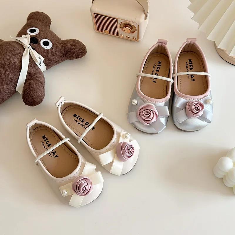 2024 Children Leather Shoes for Girls Autumn New Fashion and Comfortable Soft Comfortable Sweet Princess Korean Style Chic Flats