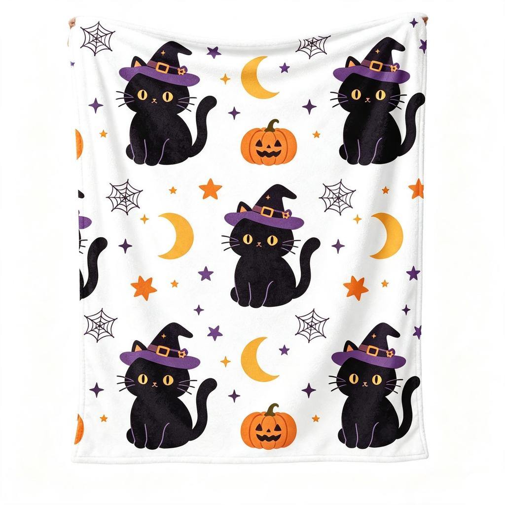 Halloween Flannel Blanket for Bed and Couch - Soft Cozy Lightweight Throw