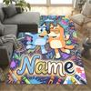 Bluey's Bubble Adventure Customize Your Name Floor Rug Office Rug Perfect for Playrooms Living Rooms Study room Balcony Antislip Carpet