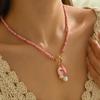 Bohemian Ceramic Speckled Fish Necklace Vintage Faux Pearl Turquoise Starfish Pendant Quirky Women's Chain