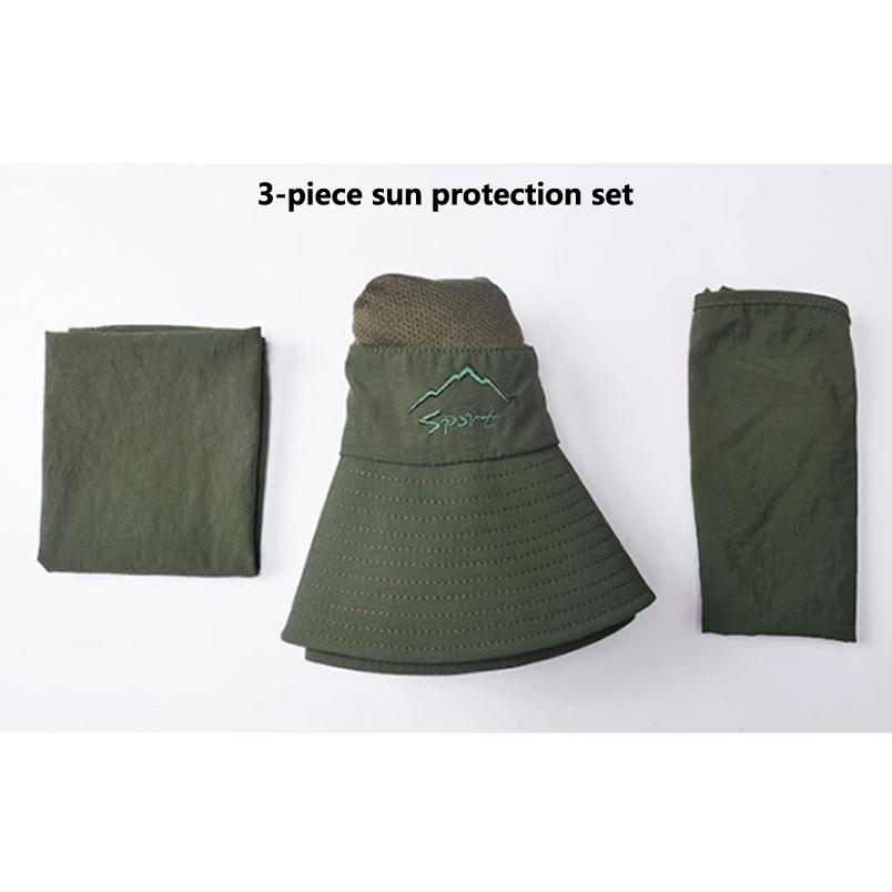 Summer Sun Protection Big Size 62CM Bucket Hats 3-piece Sunscreen Climbing Hat Sun Hat with Neck Flap Removable Fishing Hat Practical Use
