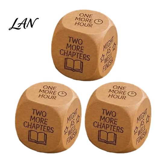 Solid Wood Book Dice Wooden Reading Decision Dice, 6-Sided Engraved Quotes Prompt, Natural Tool Charm, Fun Companion Lover Habit Gif Literary Forming