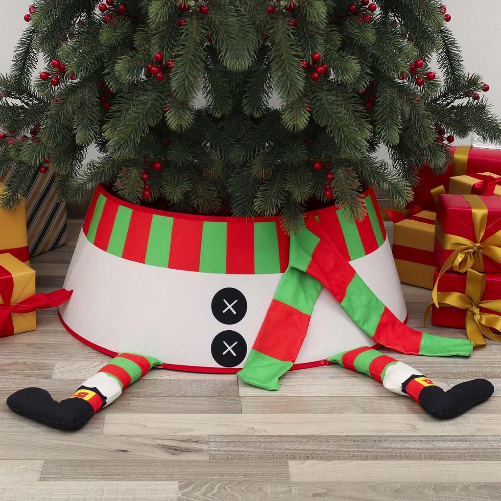 3D Round Plush Christmas Tree Skirt - Decorative Tree Base Cover Festive Christmas Scene Fence Ideal for Holiday Decorations