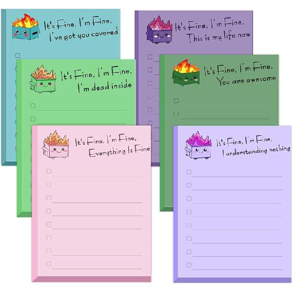 12PCS Novelty Sticky Notes Sarcastic Pads Funny Post It Notes for Work Fun Office Supplies Gifts for Coworkers Teacher Nurse Hilarious Humor Employee Dumpster Fire (12 Sets, 3