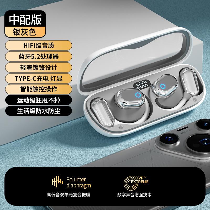 Voice of Berlin, Germany, Wireless Bluetooth Headset 2025 New Bone Conduction Does Not Enter the Ear Hanging Type, Long Battery Life Real-time