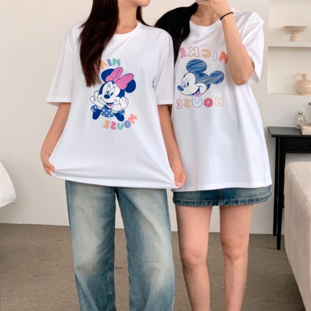 New Arrivals Open Run Women PasTel LeTTering Mini PrinT WhiTe T shirT