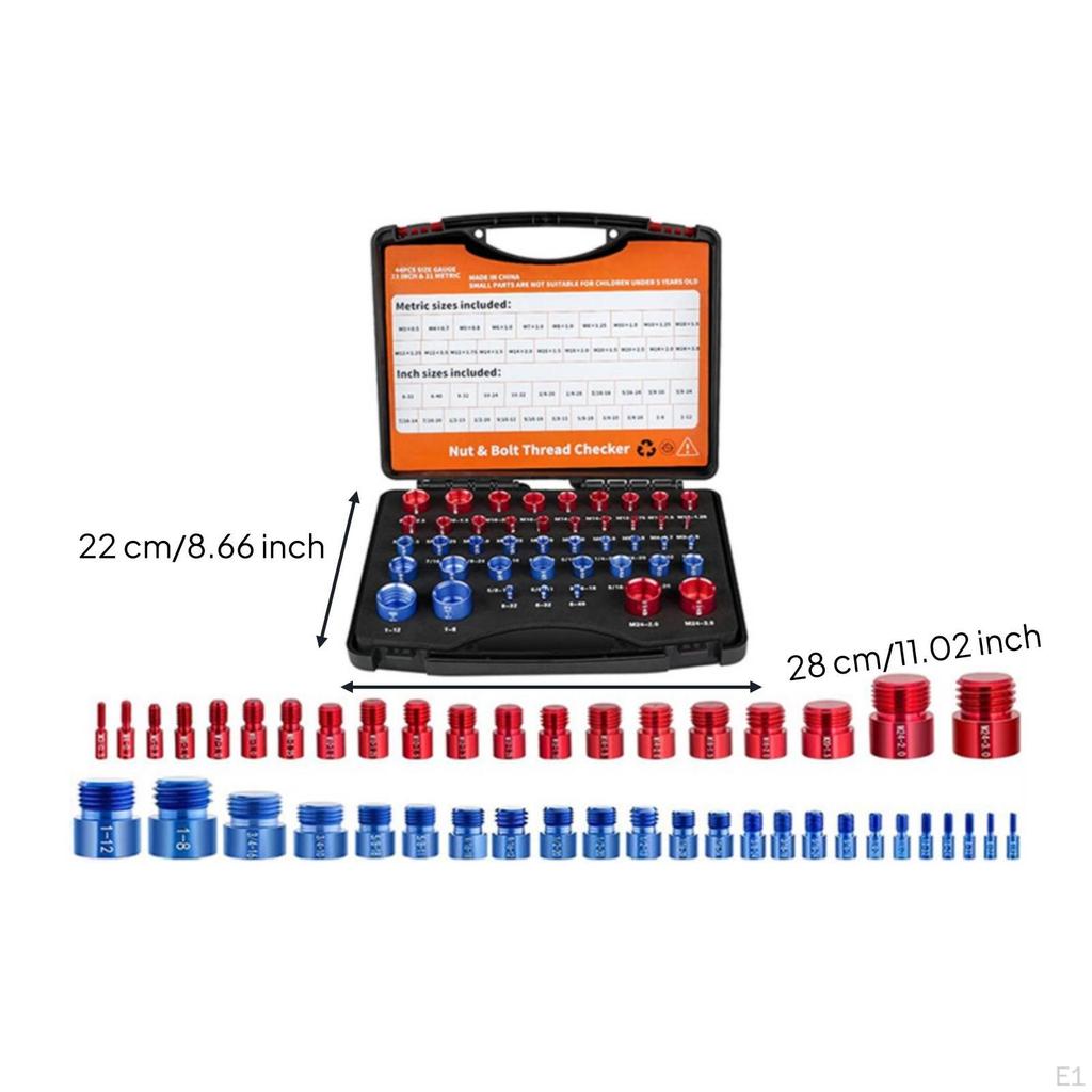 26 Pieces Nut and Bolt Thread Checker ColorCoded Gauge Comprehensive for