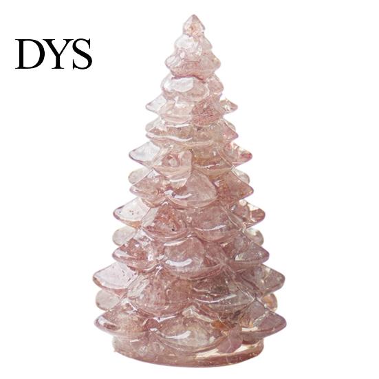 Xmas Tabletop Figurine Resin Christmas Tree Figurine, Crystal Desktop Ornament, Creative Gift Miniature Holiday Decoration for Home Office,