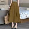 Women Casual Solid Color Loose Wide Leg Capris Pants
