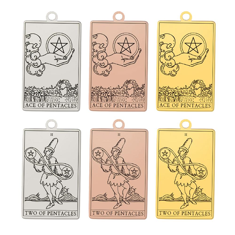 Dawapara Tarot Pendant for Necklaces Earings Suit of Pentacles Spiritual Jewelry Stainless Steel Charms for Jewelry Making