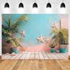 Summer Beach Photography Backdrop Hawaiian Pink Tropical Ocean Seaside Surfboard Kids Birthday Holiday Party Photo Background
