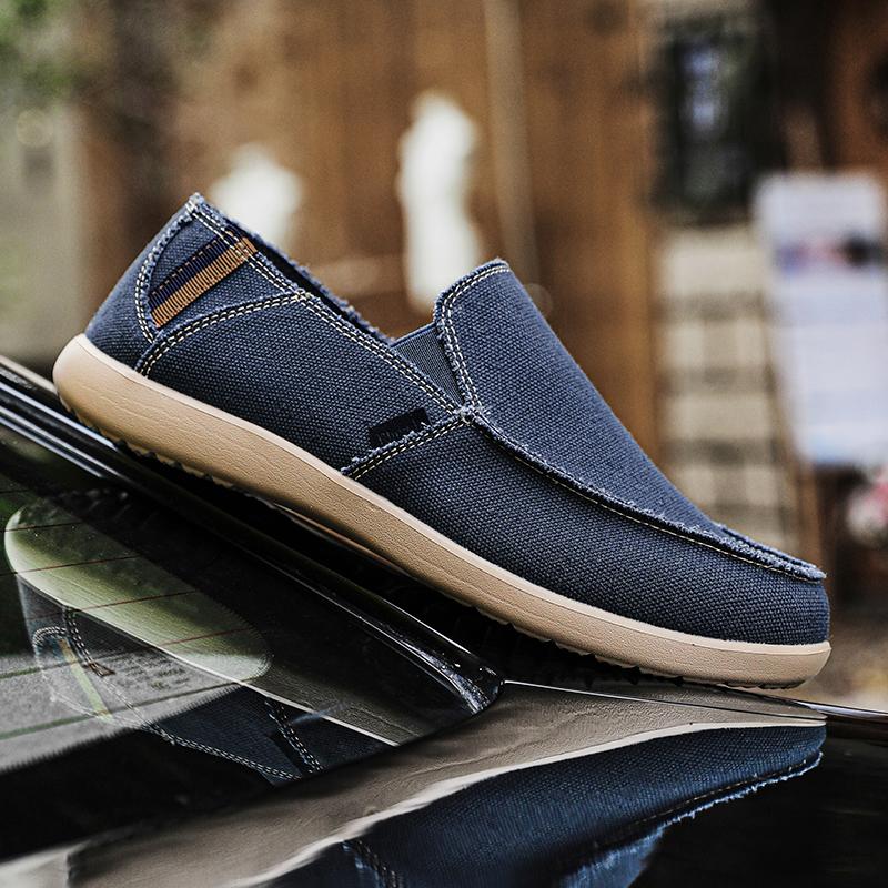 Fashion Men's Canvas Loafers Slip-On Breathable Comfortable Casual Shoes Lightweight Soft Sole Summer Outdoor Walking Sneakers for Men