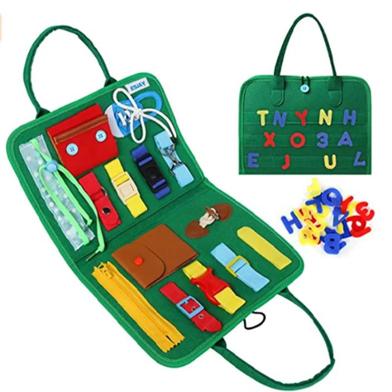 Placă Senzorială Busy Board Montessori Jucării de Învățare Pentru Copii Mici Jucărie Senzorială Pliabilă Placă de Activități pentru Copii Mici-Educațional Învață