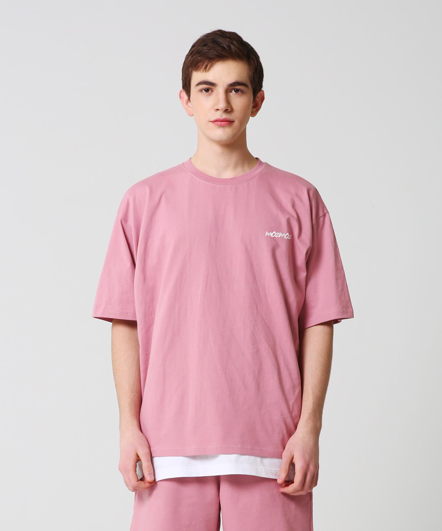 Moz Moz Color Chip Embroidered Oversized Short Sleeve T-Shirt Pink 1
