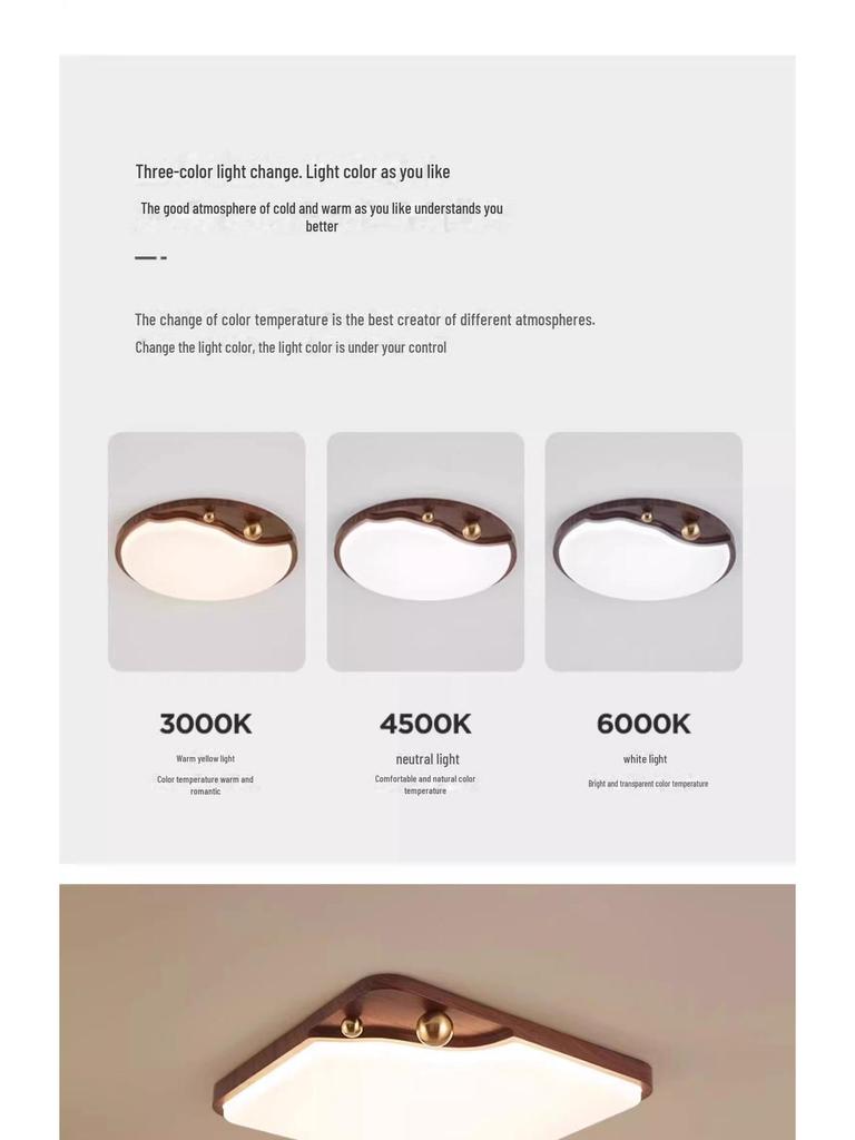 American Retro Walnut Ceiling Lamp: 2024 New Medieval Style for Living Room or Bedroom