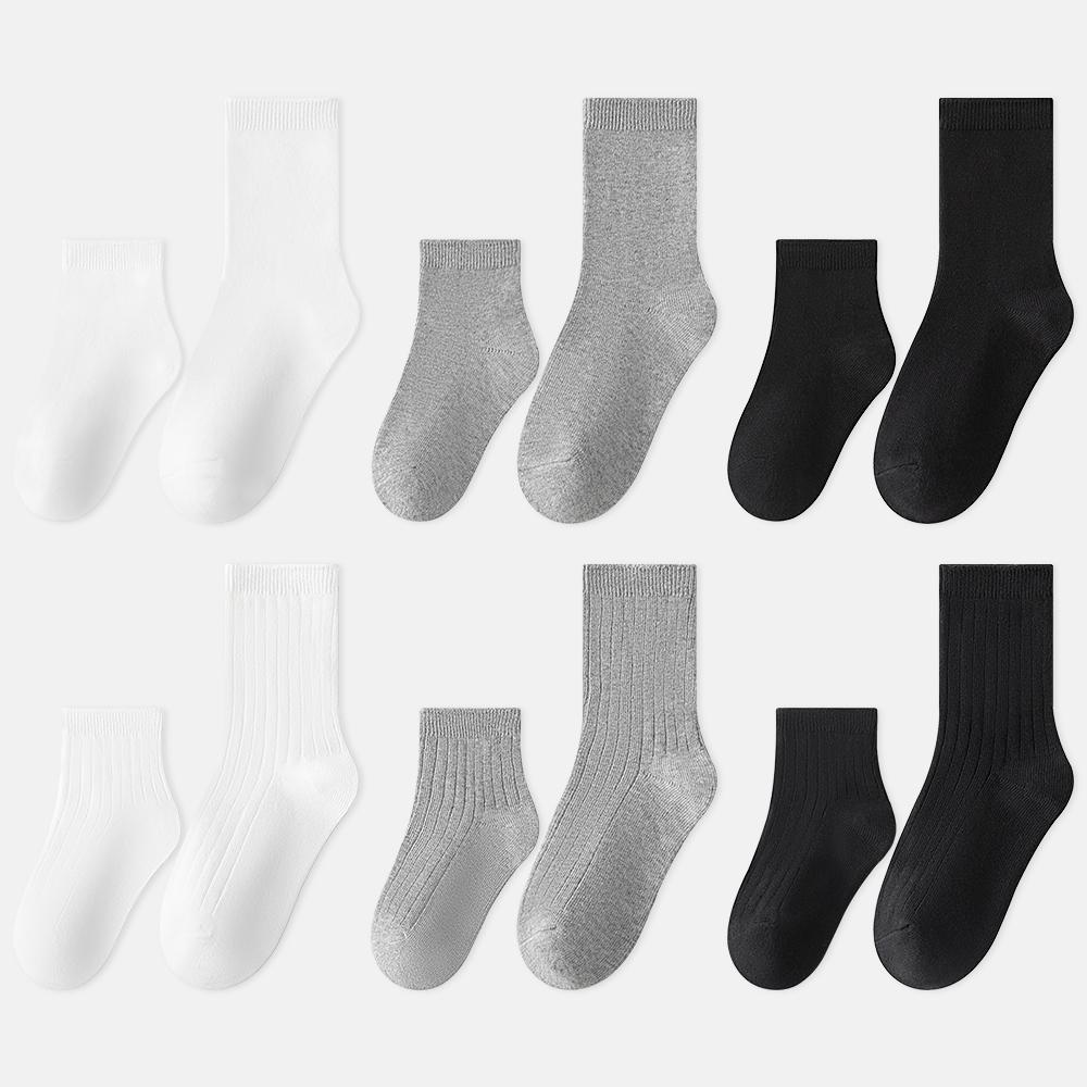 Children's Crew SocksCotton Anti-Bacterial Seamless Spring/Autumn Boys' Girls' School Sports Socks White Black Gray