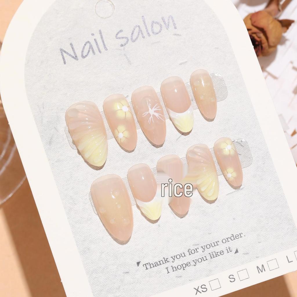 Dewdrop Spring Almond Nude 3D Water Drop Gradient Flower Nail Stickers