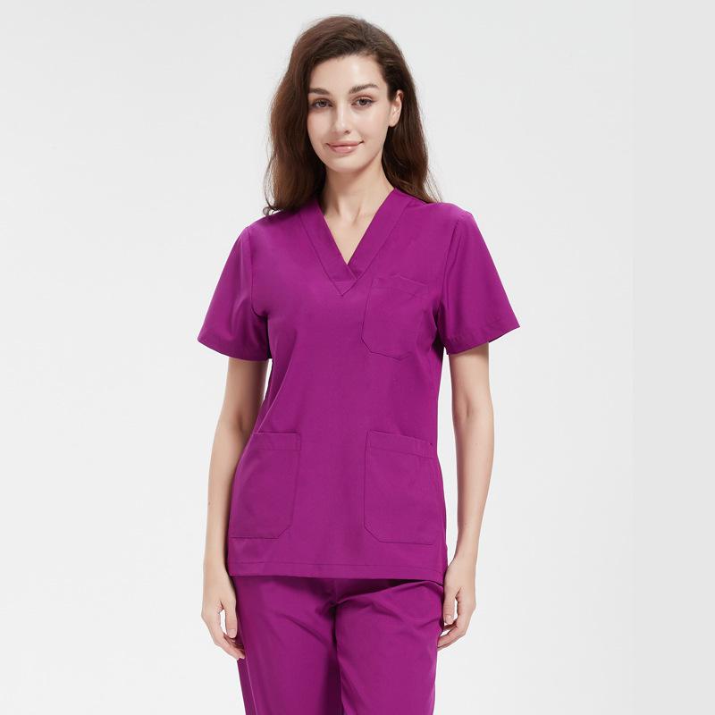 Elastic V-neck Doctor & Nurse Work Uniform - Washable Surgical Gown Suit Set.