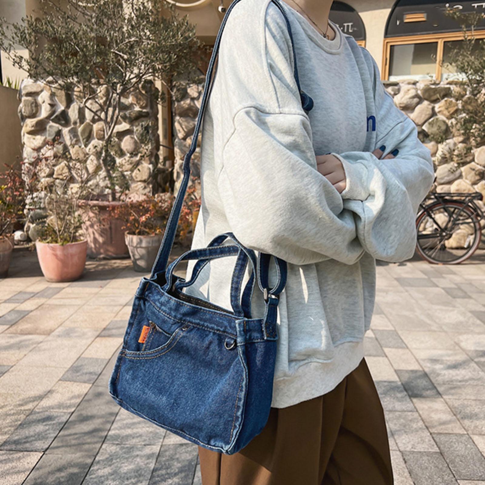 Винтажная джинсовая синяя сумка через плечо — фото 3