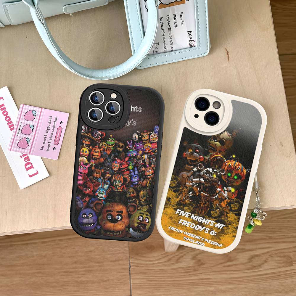F-FNAF Five-nights-At-Freddys Leather Phone Case for iPhone 15 14 13 Pro Max 12 11 16 Plus Phone Cover