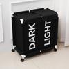 Modern Double Compartment Oxford Cloth Rolling Laundry Basket