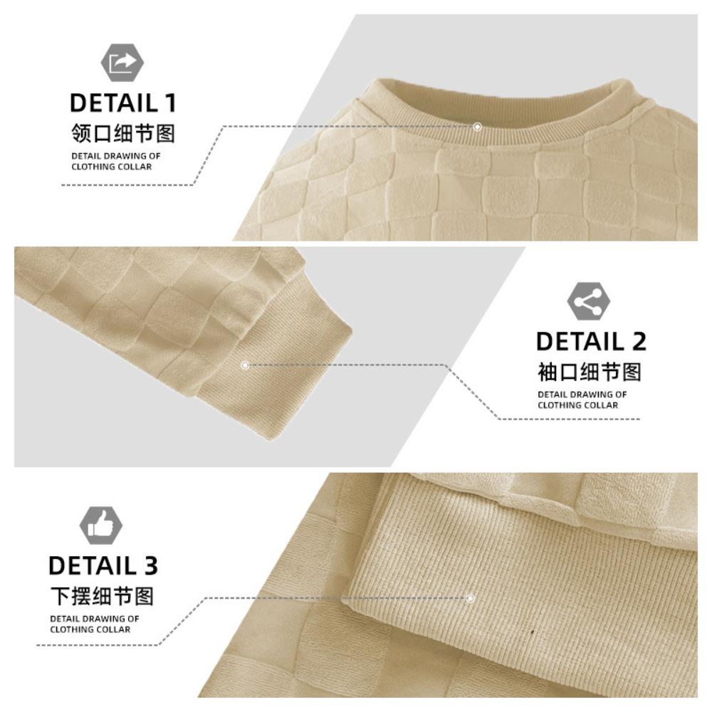 Fashion-forward men's relaxed-fit terry-embroidered checkered long-sleeved crew-neck sweatshirt