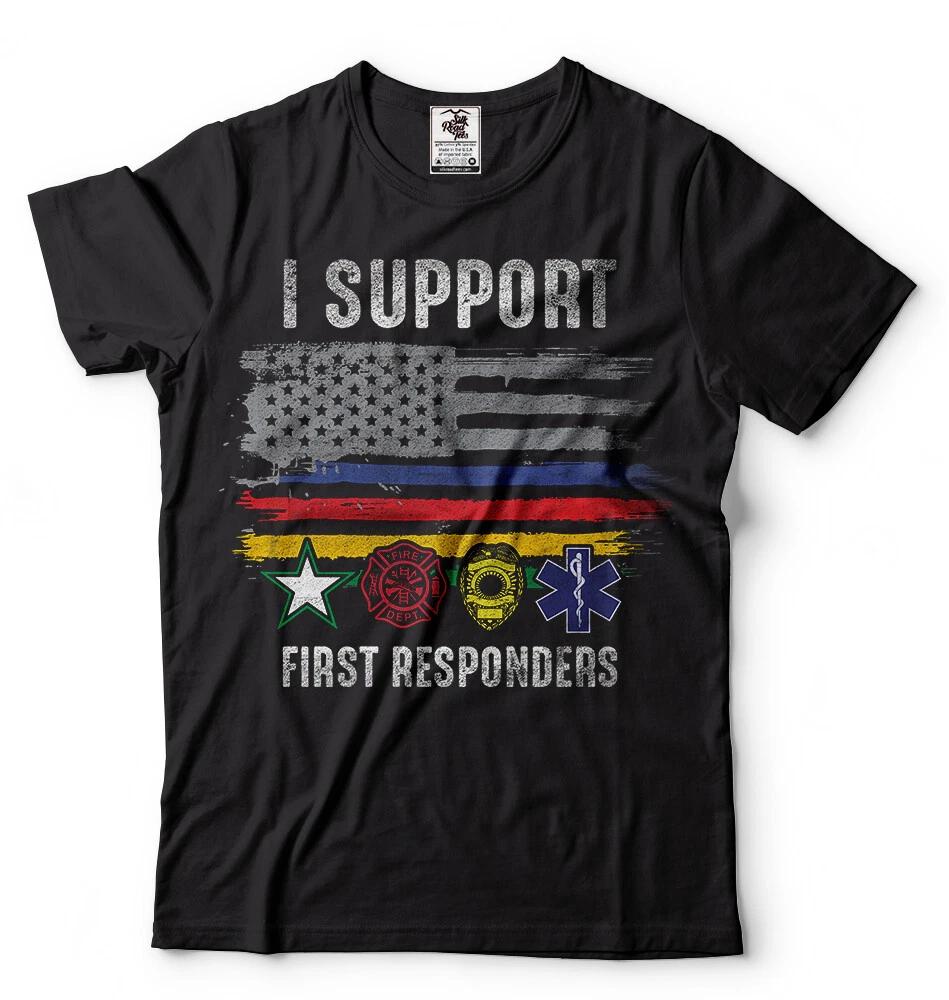 First Responder T-shirt Firefighter Police EMT Military T-shirt American Flag T 2XL