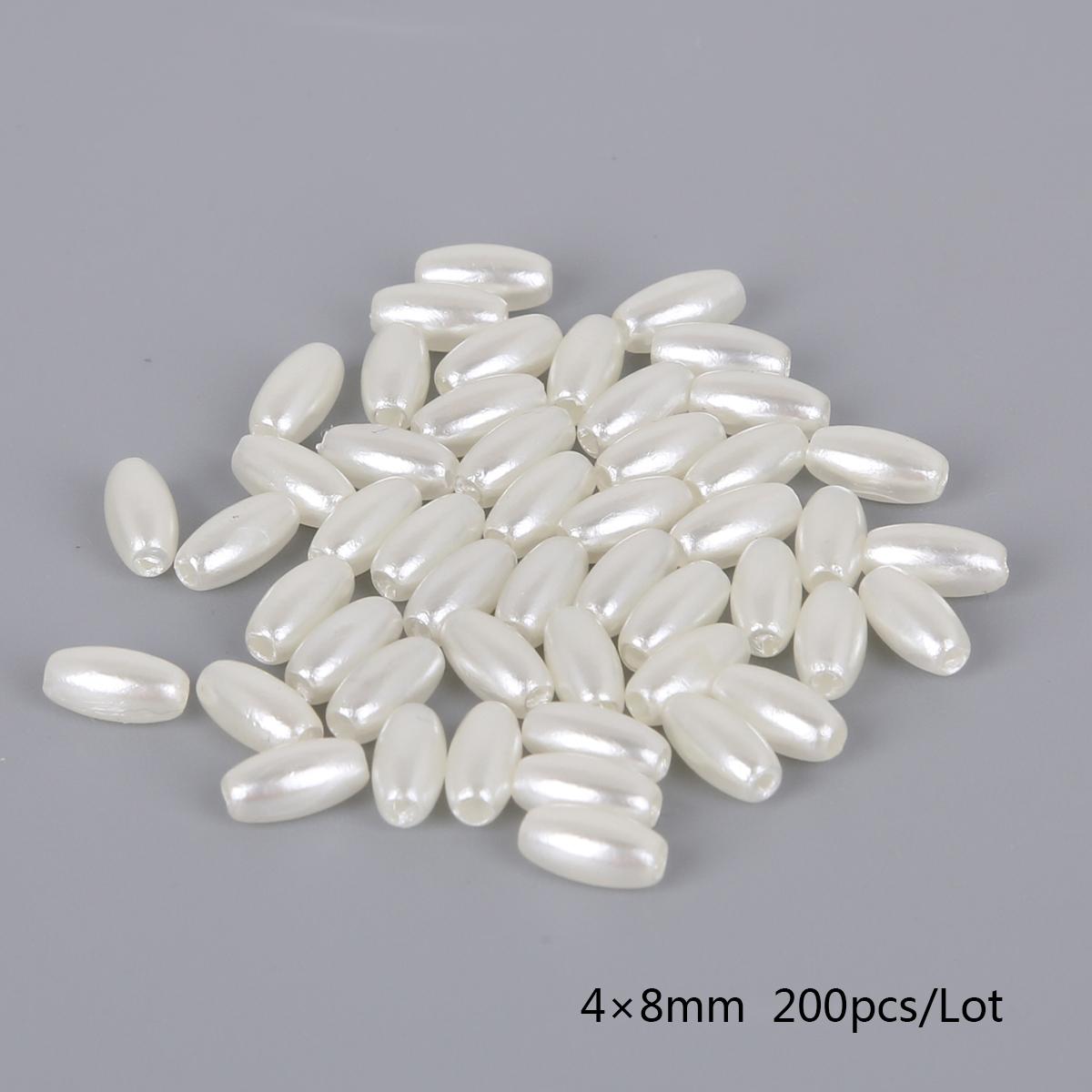 

Многоразмерные белые овальные бусины из АБС-пластика цвета слоновой кости с имитацией жемчуга для изготовления ювелирных изделий 4x8mm 200pcs