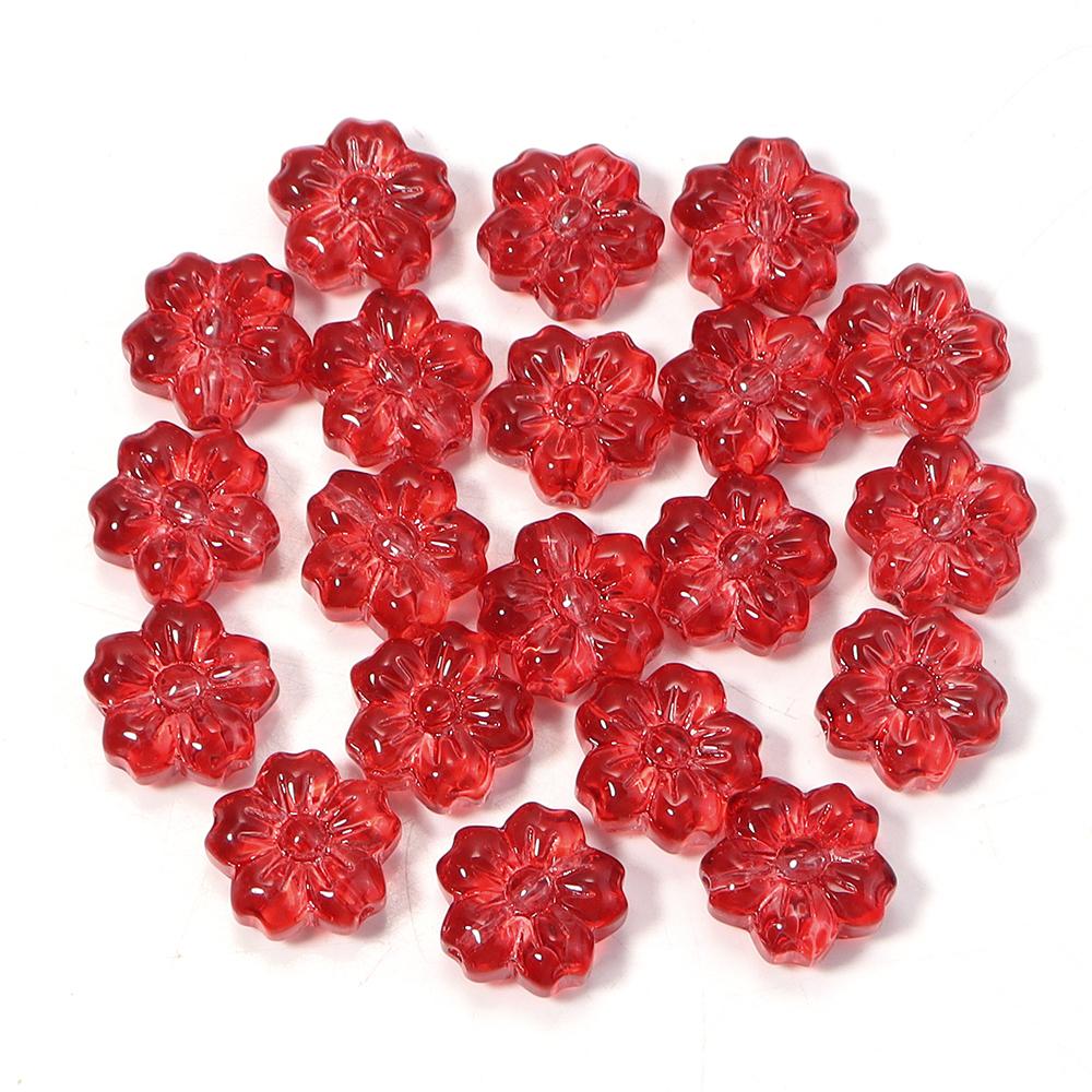 30pcs/lot 14mm Cherry Blossom Glass Beads Colorful Flower Lampwork Beads Loose Spacer Beads For Jewelry Making DIY Accessories