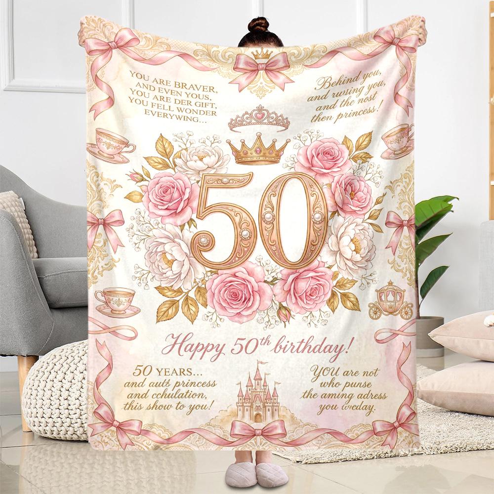 Vintage Milestone Birthday Blanket Soft Warm Cozy Perfect for Bedding Sofa Couch for All Seasons Modern Ideal Gift for Friends Family Couples Picnic
