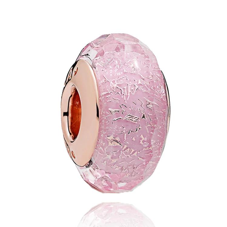 New Original Copper Murano Glass Flower And Leaf Cosmic Rainbow Charm Beads For Bracelet Diy Women Jewelry Gift