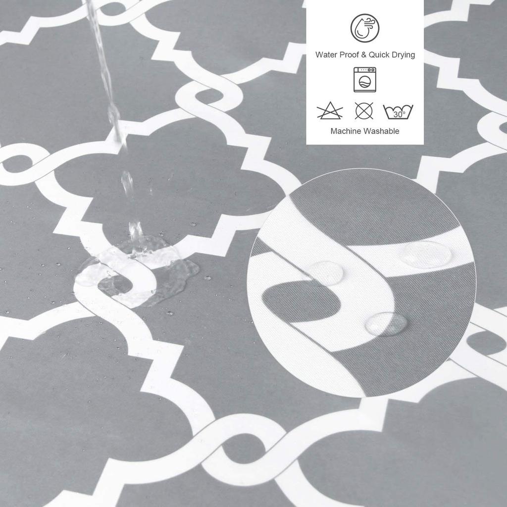 1pc Gray Polyester Shower Curtain with Metal Grommets & Plastic Hooks, Fabric Bath Curtain for Bathroom Window Door Curtain