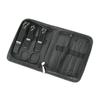 9-Piece Dark Green Manicure Set with Zipper Bag and 6 Black Nail Clippers